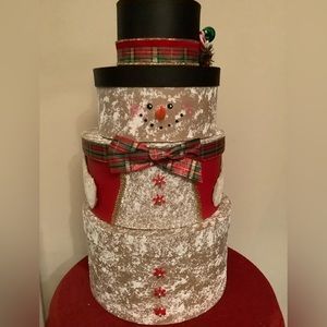 Snowman stacking boxes, great for storing & easy setup at Christmas & Oh so Cute
